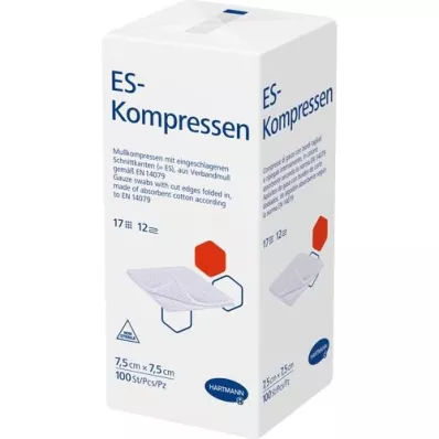 ES-KOMPRESSEN niet-steriel 7,5x7,5 cm 12-voudig, 100 stuks