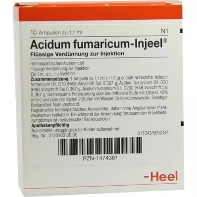 ACIDUM FUMARICUM INJEEL Ampullen, 10 stuks ACIDUM FUMARICUM INJEEL Ampullen, 10 stuks