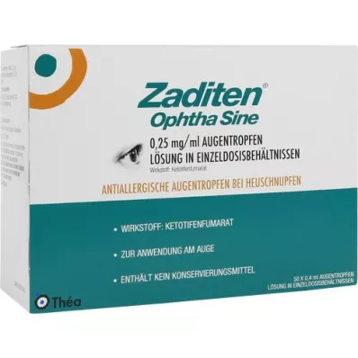ZADITEN ophtha sine 0,25 mg/ml oogdruppels enkele dosis, 50 stuks ZADITEN ophtha sine 0,25 mg/ml oogdruppels enkele dosis, 50 stuks
