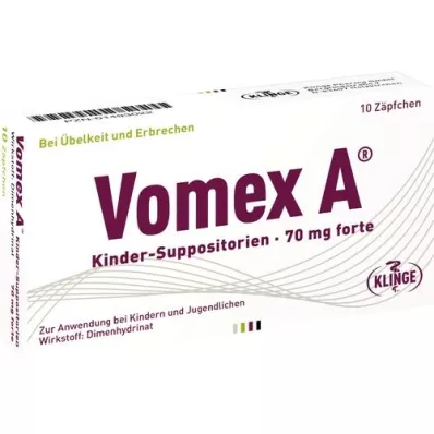 VOMEX A Kinderzetpillen 70 mg forte, 10 st VOMEX A Kinderzetpillen 70 mg forte, 10 st