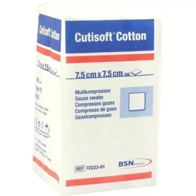 CUTISOFT Katoencomp. 7,5x7,5 cm niet-steriel, 100 st