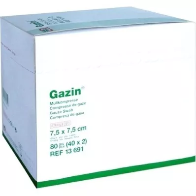 GAZIN Gaascomp. 7,5x7,5 cm steriel 12-voudig, 40x2 stuks GAZIN Gaascomp. 7,5x7,5 cm steriel 12-voudig, 40x2 stuks