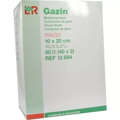 GAZIN Gaas comp. 10x20 cm steriel 12-voudig, 40x2 stuks GAZIN Gaas comp. 10x20 cm steriel 12-voudig, 40x2 stuks