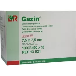 GAZIN Spleetkompressen 7,5x7,5 cm steriel 8-voudig, 50x2 stuks