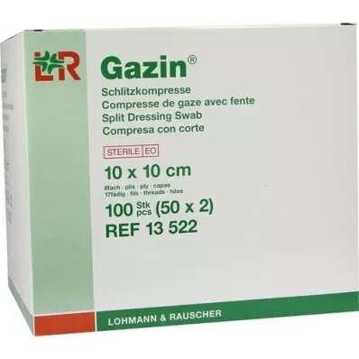 GAZIN Spleetkompressen 10x10 cm steriel 8-voudig, 50x2 stuks GAZIN Spleetkompressen 10x10 cm steriel 8-voudig, 50x2 stuks