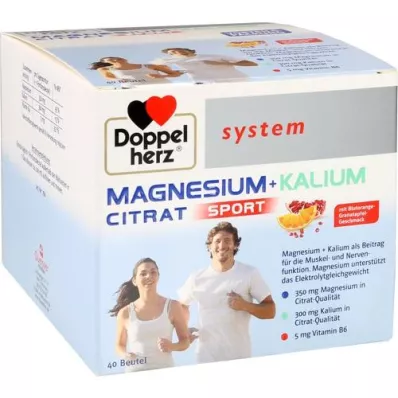 DOPPELHERZ Magnesium + kaliumcitraatsysteemgranulaat, 40 stuks DOPPELHERZ Magnesium + kaliumcitraatsysteemgranulaat, 40 stuks