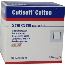 CUTISOFT Katoen compr.5x5 cm steriel, 25X2 st