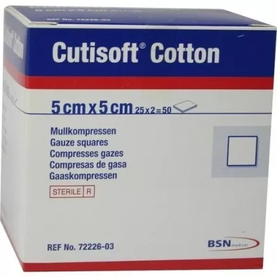 CUTISOFT Katoen compr.5x5 cm steriel, 25X2 st CUTISOFT Katoen compr.5x5 cm steriel, 25X2 st