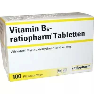 VITAMIN B6-RATIOPHARM 40 mg filmomhulde tabletten, 100 st VITAMIN B6-RATIOPHARM 40 mg filmomhulde tabletten, 100 st