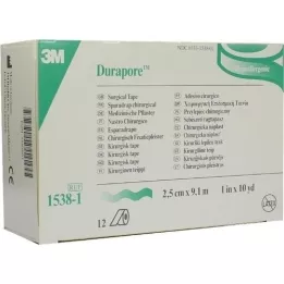 DURAPORE Zijdepleister 2,5 cmx9,1 m rol, 12 stuks