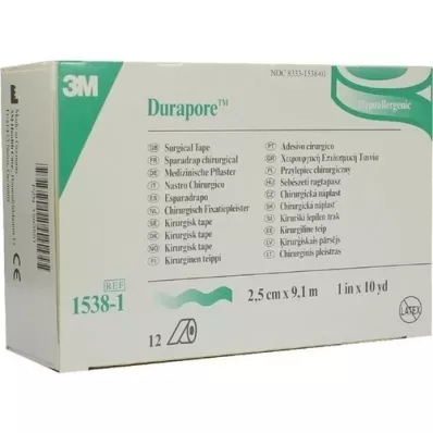 DURAPORE Zijdepleister 2,5 cmx9,1 m rol, 12 stuks DURAPORE Zijdepleister 2,5 cmx9,1 m rol, 12 stuks