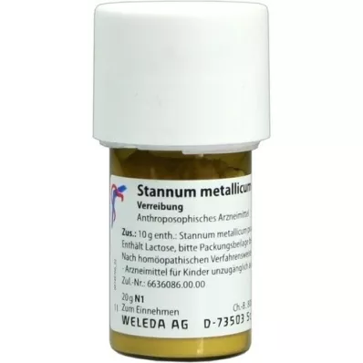 STANNUM METALLICUM praeparatum D 8 Trituratie, 20 g STANNUM METALLICUM praeparatum D 8 Trituratie, 20 g