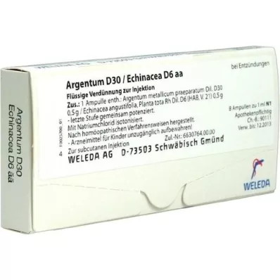 ARGENTUM D 30/ECHINACEA D 6 aa ampullen, 8 st ARGENTUM D 30/ECHINACEA D 6 aa ampullen, 8 st