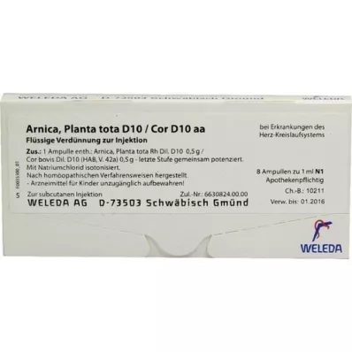 ARNICA PLANTA totaal D 10/Cor D 10 aa ampullen, 8X1 ml