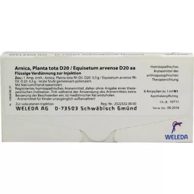 ARNICA PLANTA totaal D 20/Equisetum arv.D 20 aa Amp., 8X1 ml