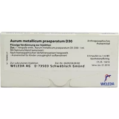AURUM METALLICUM PRAEPARATUM D 30 ampullen, 8 stuks