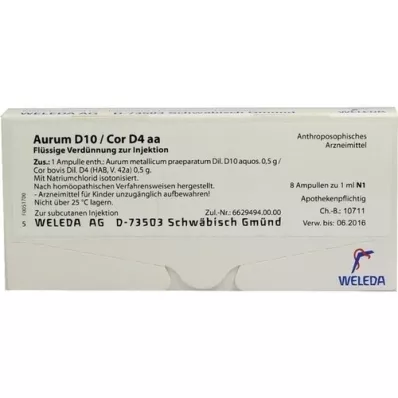 AURUM D 10/Cor D 4 aa ampullen, 8X1 ml AURUM D 10/Cor D 4 aa ampullen, 8X1 ml