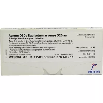 AURUM D 30/Equisetum arvense D 20 aa ampullen, 8X1 ml AURUM D 30/Equisetum arvense D 20 aa ampullen, 8X1 ml