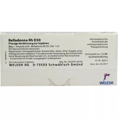 BELLADONNA RH D 30 ampullen, 8X1 ml BELLADONNA RH D 30 ampullen, 8X1 ml