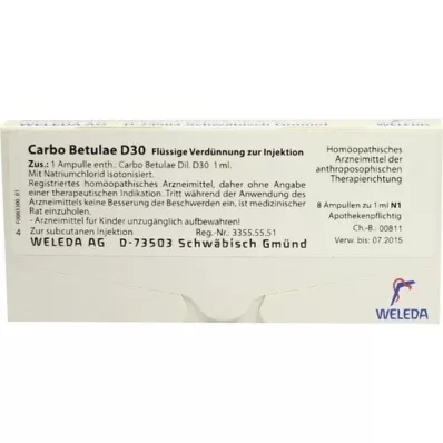 CARBO BETULAE D 30 ampullen, 8X1 ml CARBO BETULAE D 30 ampullen, 8X1 ml