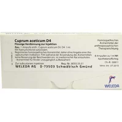 CUPRUM ACETICUM D 4 ampullen, 8X1 ml CUPRUM ACETICUM D 4 ampullen, 8X1 ml