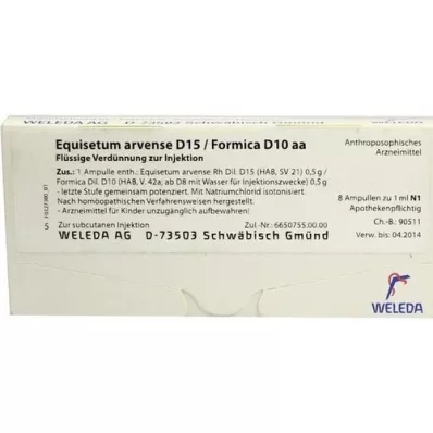 EQUISETUM ARVENSE D 15/Formica D 10 aa-ampullen, 8X1 ml EQUISETUM ARVENSE D 15/Formica D 10 aa-ampullen, 8X1 ml