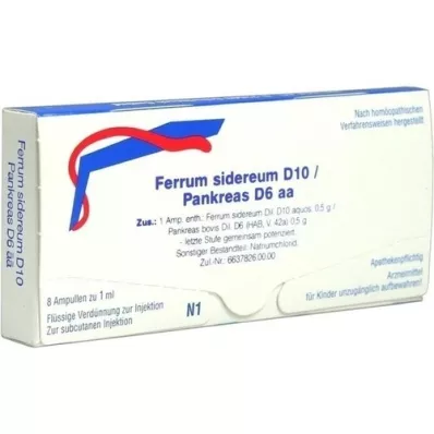 FERRUM SIDEREUM D 10/Pancreas D 6 aa ampullen, 8X1 ml