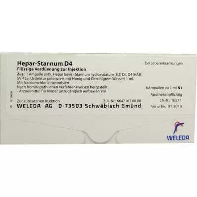 HEPAR STANNUM D 4 ampullen, 8 stuks HEPAR STANNUM D 4 ampullen, 8 stuks