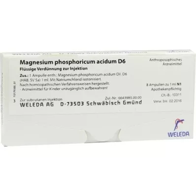 MAGNESIUM PHOSPHORICUM ACIDUM D 6 ampullen, 8X1 ml MAGNESIUM PHOSPHORICUM ACIDUM D 6 ampullen, 8X1 ml