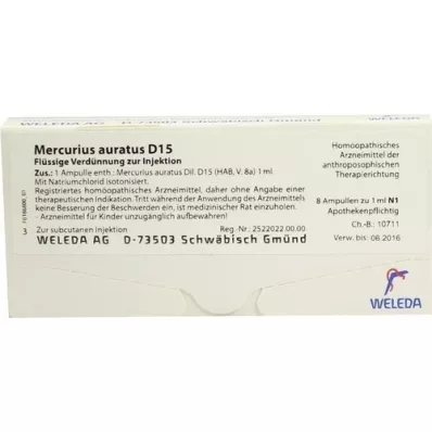 MERCURIUS AURATUS D 15 ampullen, 8X1 ml