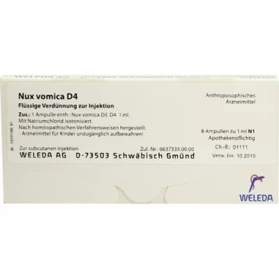 NUX VOMICA D 4 ampullen, 8X1 ml NUX VOMICA D 4 ampullen, 8X1 ml