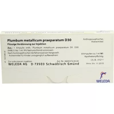 PLUMBUM METALLICUM praep.D 30 ampullen, 8X1 ml