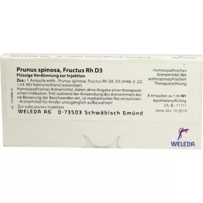 PRUNUS SPINOSA FRUCTUS Rh D 3 ampullen, 8X1 ml
