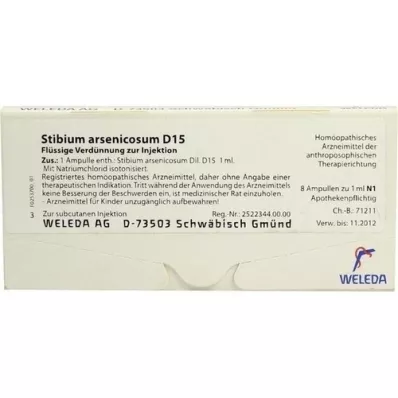 STIBIUM ARSENICOSUM D 15 ampullen, 8X1 ml STIBIUM ARSENICOSUM D 15 ampullen, 8X1 ml