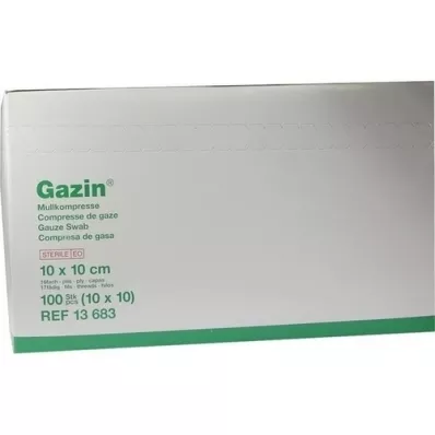 GAZIN Gaas comp. 10x10 cm steriel 16-voudig, 10x10 stuks GAZIN Gaas comp. 10x10 cm steriel 16-voudig, 10x10 stuks