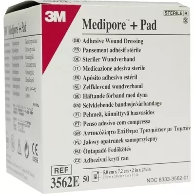 MEDIPORE Plus Pad 3562E steriel wondverband, 50 stuks MEDIPORE Plus Pad 3562E steriel wondverband, 50 stuks