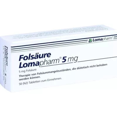 FOLSÄURE LOMAPHARM 5 mg tabletten, 50 stuks FOLSÄURE LOMAPHARM 5 mg tabletten, 50 stuks