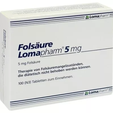 FOLSÄURE LOMAPHARM 5 mg tabletten, 100 st FOLSÄURE LOMAPHARM 5 mg tabletten, 100 st