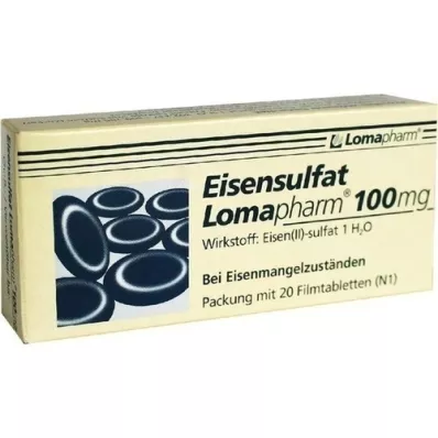 EISENSULFAT Lomapharm 100 mg filmomhulde tabletten, 20 stuks EISENSULFAT Lomapharm 100 mg filmomhulde tabletten, 20 stuks