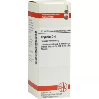 BRYONIA D 4 verdunning, 20 ml BRYONIA D 4 verdunning, 20 ml