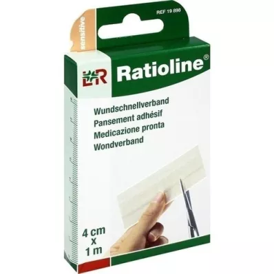 RATIOLINE gevoelig snelwondverband 4 cmx1 m, 1 stuk