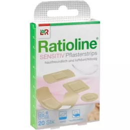 RATIOLINE gevoelige pleisterstrips in 4 maten, 20 stuks