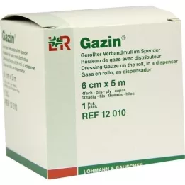 GAZIN Verbandgaas 6 cmx5 m 4 keer opgerold, 1 stuk