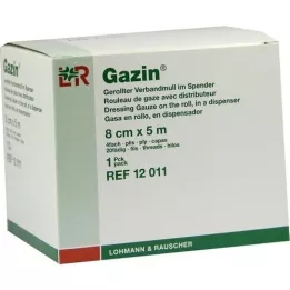 GAZIN Verbandgaas 8 cmx5 m 4 keer opgerold, 1 stuk