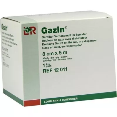 GAZIN Verbandgaas 8 cmx5 m 4 keer opgerold, 1 stuk GAZIN Verbandgaas 8 cmx5 m 4 keer opgerold, 1 stuk