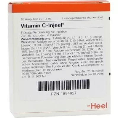 VITAMIN C INJEEL Ampullen, 10 stuks VITAMIN C INJEEL Ampullen, 10 stuks