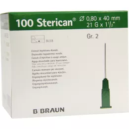 STERICAN Canules Luer-Lok 0,80x40 mm maat 2 groen, 100 stuks