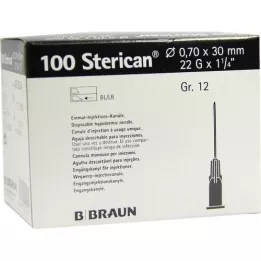 STERICAN Canules Luer-Lok 0,70x30 mm maat 12 zwart, 100 stuks