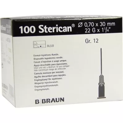 STERICAN Canules Luer-Lok 0,70x30 mm maat 12 zwart, 100 stuks STERICAN Canules Luer-Lok 0,70x30 mm maat 12 zwart, 100 stuks