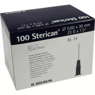 STERICAN Canules Luer-Lok 0,60x30 mm maat 14 blauw, 100 stuks STERICAN Canules Luer-Lok 0,60x30 mm maat 14 blauw, 100 stuks
